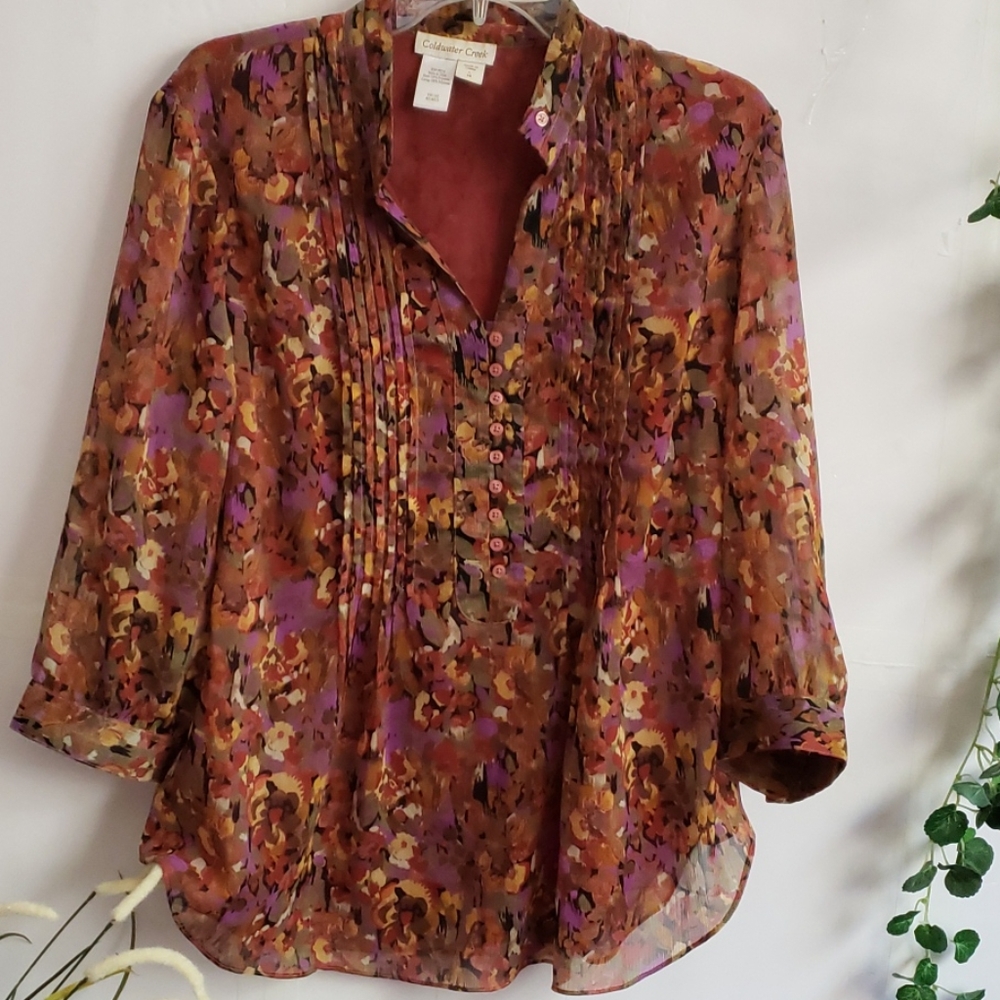 Coldwater Creek Floral Print Top - Picture 5 of 9